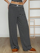 EZwear Women's Casual Black & White Striped Knit Pants